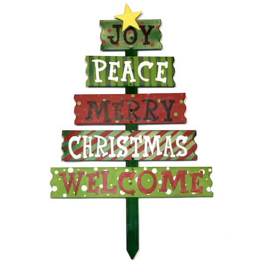 20" Christmas Tree & Sign Outdoor Yard Stake